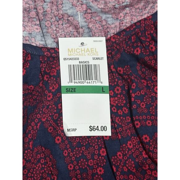 Michael Kors Women's Navy Blue Scarlet Floral 3/4 Sleeve Top Blouse, Size Large - Picture 5 of 6